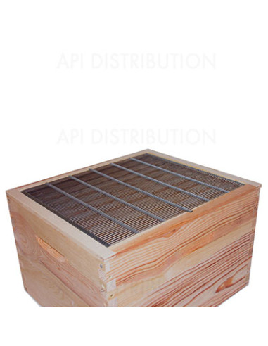 GRILLE A REINE MÉTAL LANGSTROTH AVEC ENCADREMENT BOIS 417x507