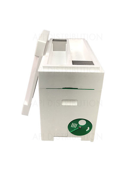 RUCHETTE POLYSTYRENE LANGSTROTH 6 CADRES HAUTE DENSITE 2 COMPARTIMENTS+NOURRI