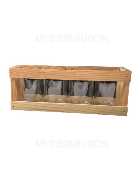 COFFRET BOIS POUR 4 POTS DROITS 125G EN TO48 COFFRET BOIS POUR 4 POTS DROITS 125G EN TO48