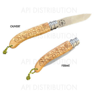 COUTEAU GRAVÉ ABEILLES EN HÊTRE