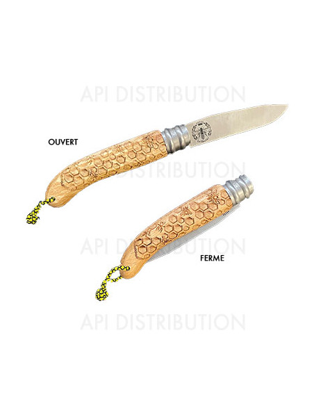 COUTEAU GRAVÉ ABEILLES EN HÊTRE