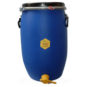 MATURATEUR PLASTIQUE FUT BLEU 40KG AVEC ROBINET ET POIGNÉES