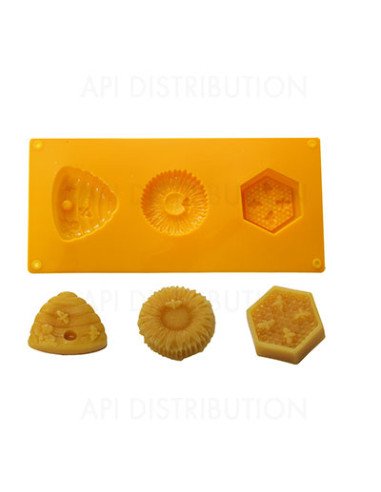 MOULE EN SILICONE 3 MOTIFS THEME APICULTURE