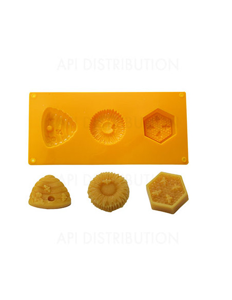 MOULE EN SILICONE 3 MOTIFS THEME APICULTURE