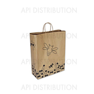 SAC KRAFT ABEILLES POIGNEES TORSADEES TAILLE M 18X8X22CM
