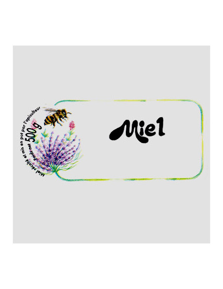 ETIQUETTE FLEURS ABEILLE MIEL 500G 85 X38 /100