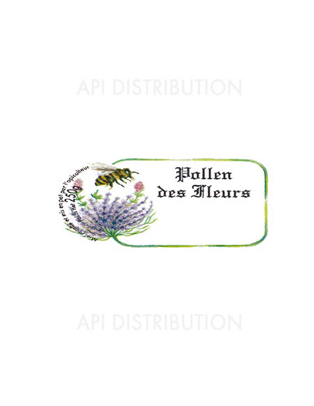 ETIQUETTE FLEUR ABEILLE POLLEN 250G 85X38 /100