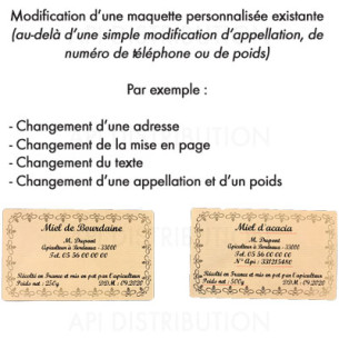 MODIFICATION MAQUETTE D'ETIQUETTE PERSONNALISEE EXISTANTE