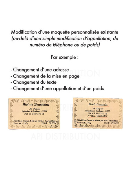 MODIFICATION MAQUETTE D'ETIQUETTE PERSONNALISEE EXISTANTE