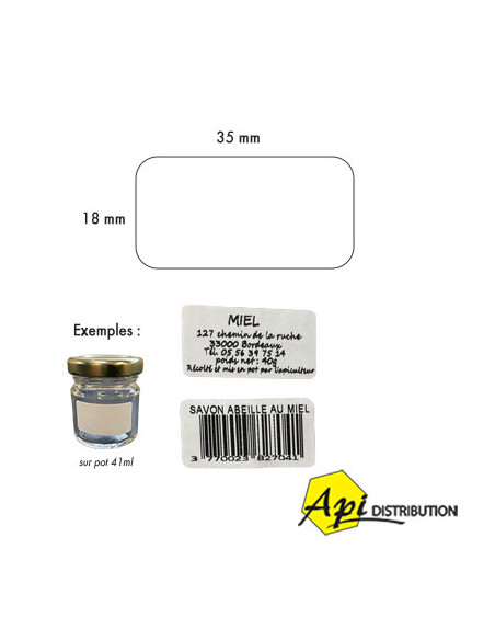 ETIQUETTE ADHESIVE VELIN BLANC PERMANENT 35X18mm / LE 100
