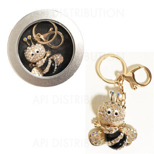 PORTE-CLÉS-BIJOU DE SAC : ABEILLE EN STRASS