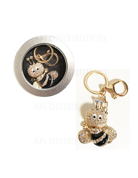 PORTE-CLÉS-BIJOU DE SAC : ABEILLE EN STRASS