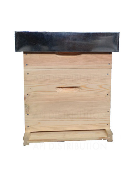 RUCHE DADANT 10 CADRES FOND GRANDE AERATION MI-BOIS CADRES DROITS