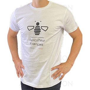TEE SHIRT BLANC "APICULTEUR FRANCAIS" MOTIF ABEILLE 2