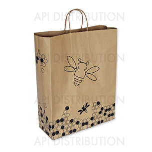 SAC KRAFT ABEILLES POIGNEES TORSADEES TAILLE L 24X11X31CM
