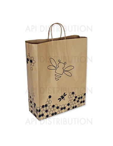 SAC KRAFT ABEILLES POIGNEES TORSADEES TAILLE L 24X11X31CM