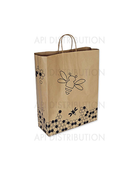 SAC KRAFT ABEILLES POIGNEES TORSADEES TAILLE L 24X11X31CM SAC KRAFT ABEILLES POIGNEES TORSADEES TAILLE L 24X11X31CM