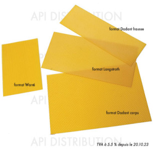 CIRE GAUFRÉE DADANT CORPS AU KG (1kg : environ 10 feuilles) 26x41CM