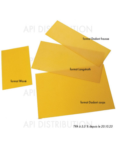 CIRE GAUFRÉE D'OPERCULES DADANT HAUSSE AU KG (1kg : environ 20 feuilles) 13x41CM