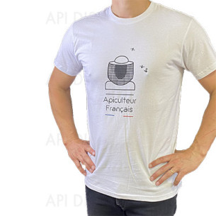 TEE SHIRT BLANC "APICULTEUR FRANCAIS" MOTIF APICULTEUR