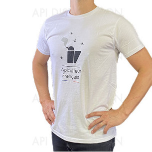 TEE SHIRT BLANC "APICULTEUR FRANCAIS" MOTIF ENFUMOIR 2