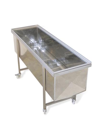 BAC A DESOPERCULER INOX À ROULETTES 150x48x42cm LEGA