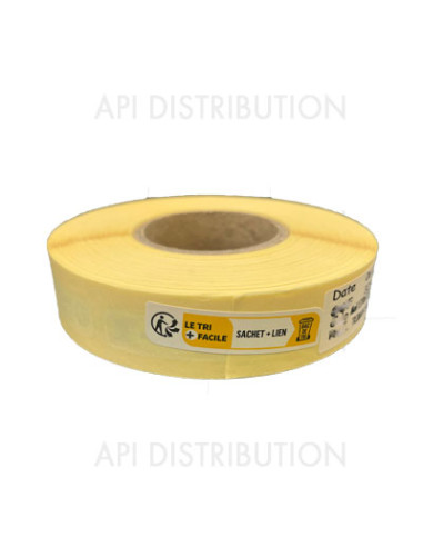 ETIQUETTES INFO-TRI SACHET ET LIEN  ROULEAU DE 1000